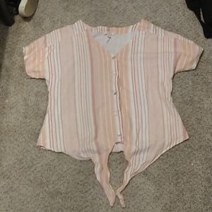 A como vintage striped pink  M button up t-shirt